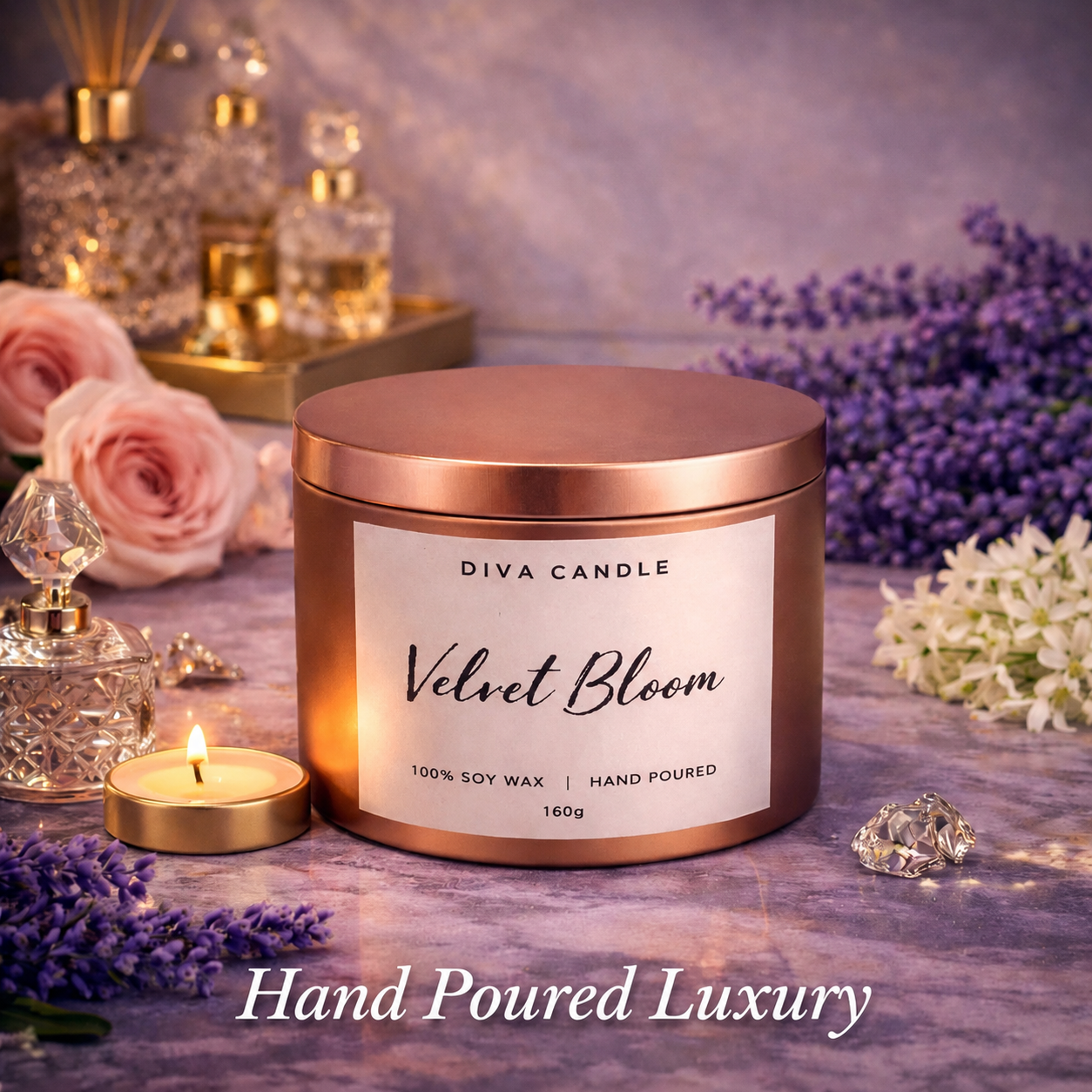 Velvet Bloom – Signature Luxury Tin Jar Candle
