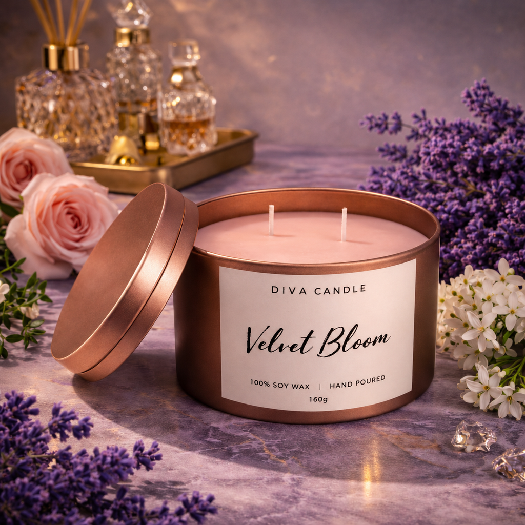 Velvet Bloom – Signature Luxury Tin Jar Candle